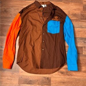 ASOS color block long sleeve button up shirt